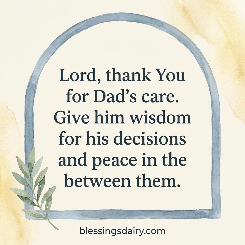 Soft watercolor window and olive branch framing an original Father's Day prayer