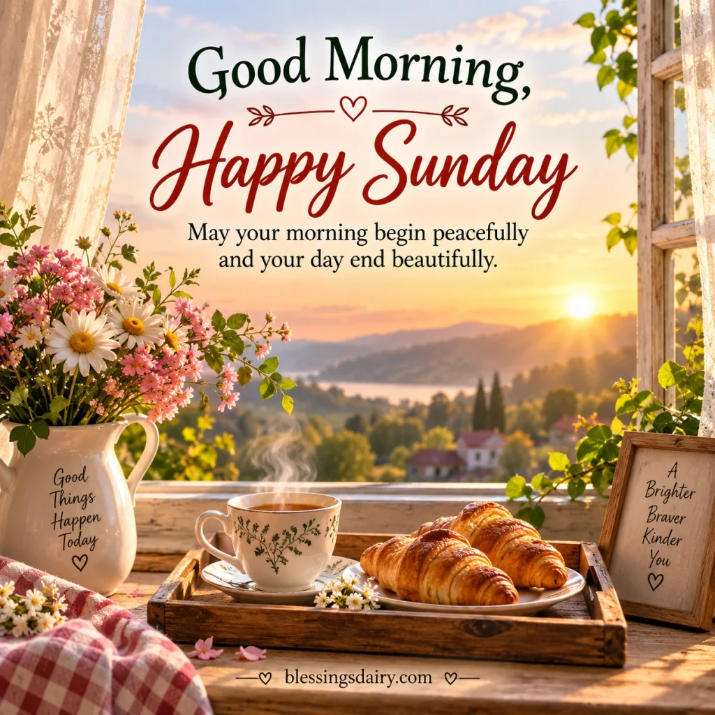 Good morning beautiful Happy Sunday image with flowers
