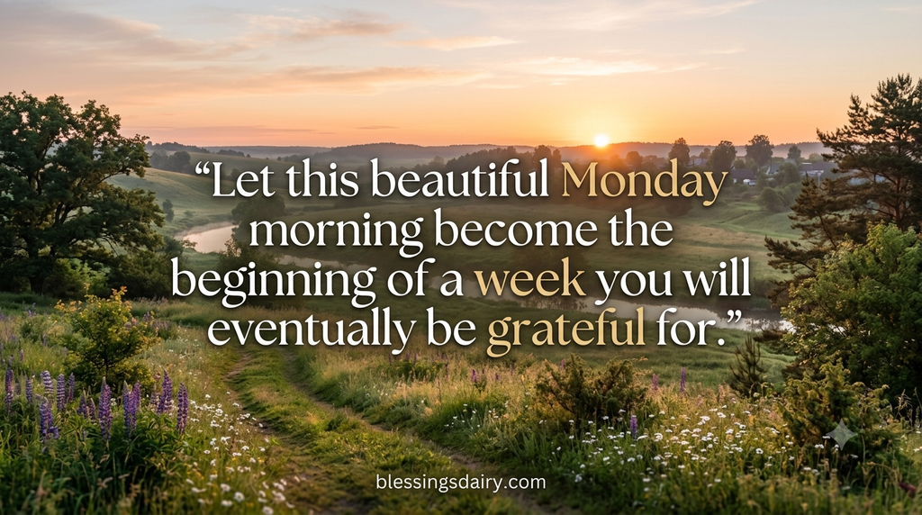 Beautiful Monday morning blessing quotes with sunrise