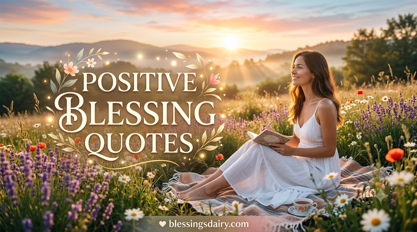 Positive blessing quotes for hope peace and joy with a peaceful uplifting visual