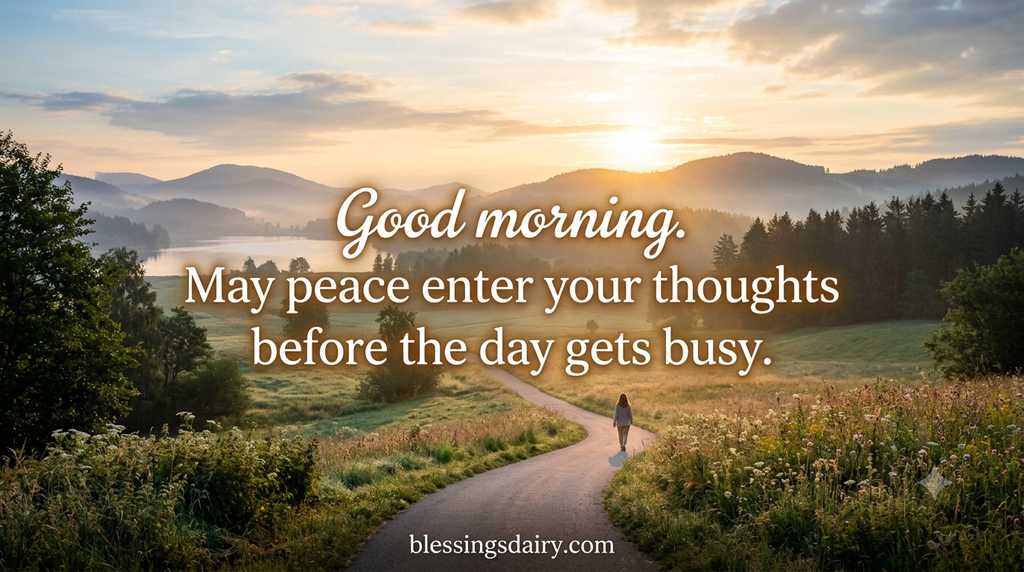 Short inspirational positive morning blessings with soft morning light