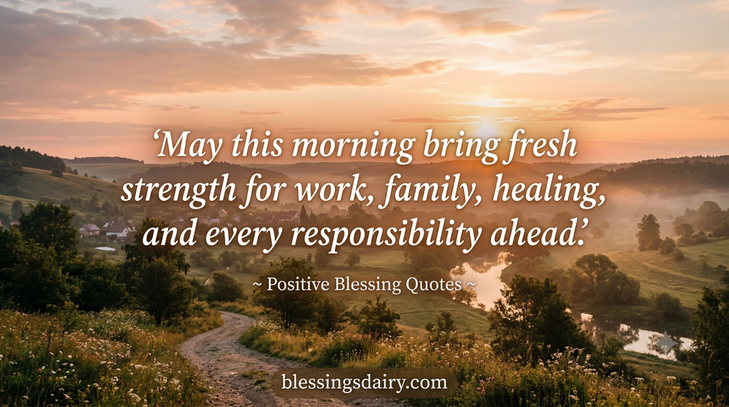 Short inspirational positive morning blessings with soft morning light