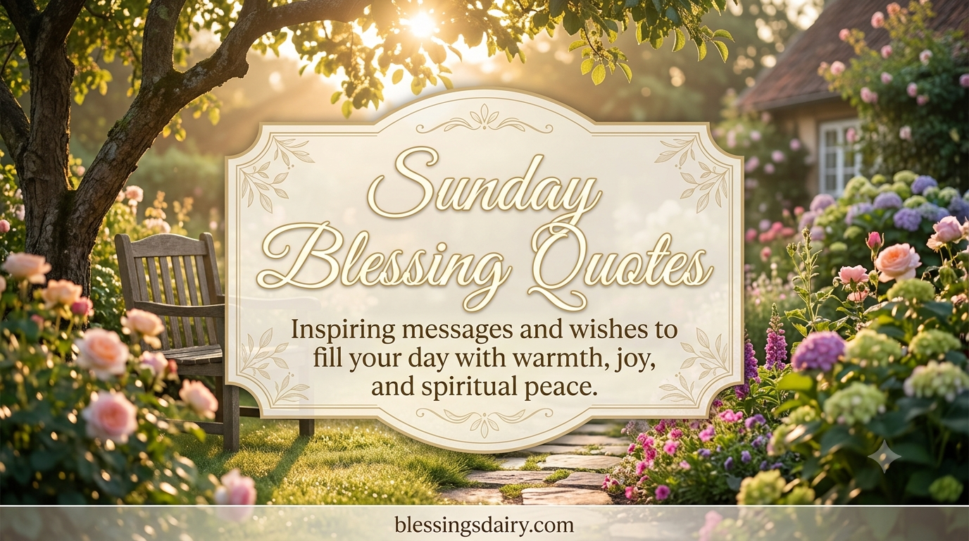 Peaceful Sunday blessing quotes with a calm morning sunrise