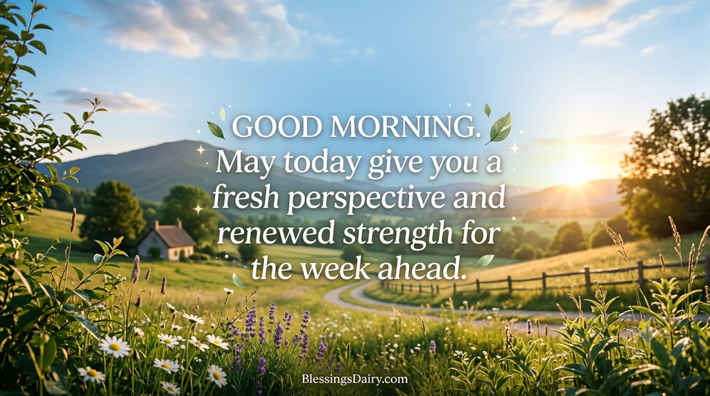 Sunday morning blessing quotes with a peaceful sunrise