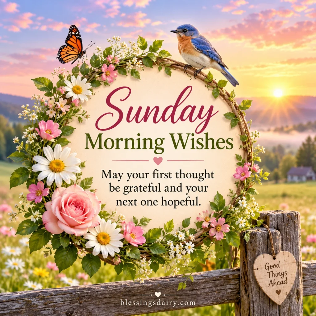 Good morning Happy Sunday wishes with colorful flowers