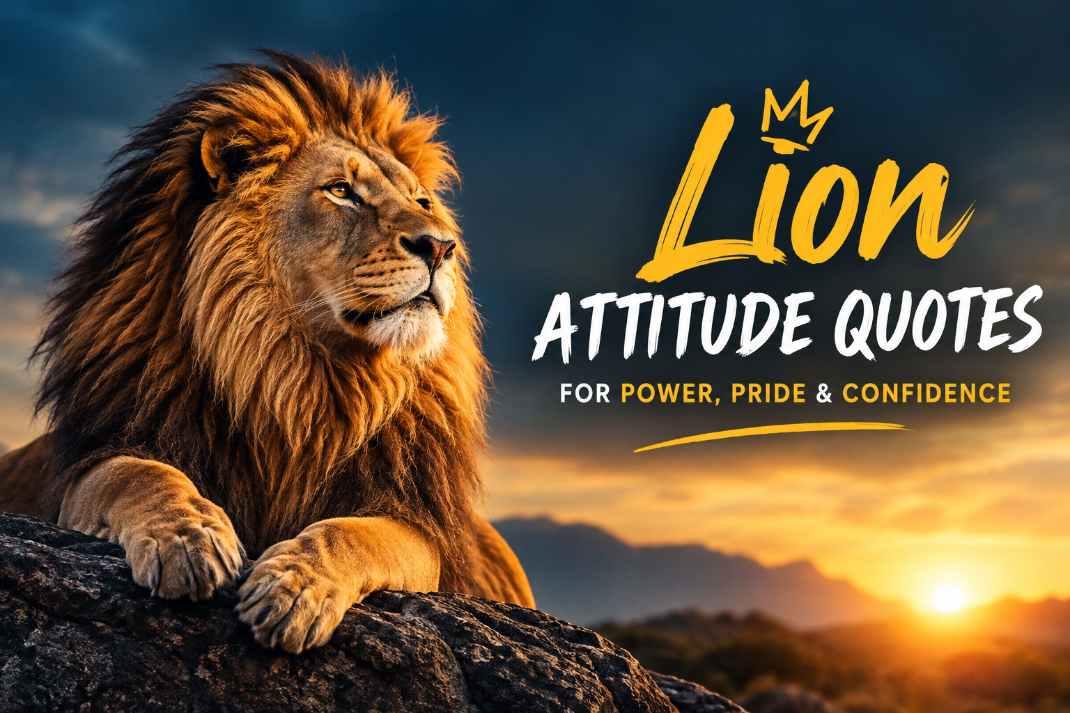 Lion attitude quotes about power, pride, confidence, and fearless leadership. Copy
