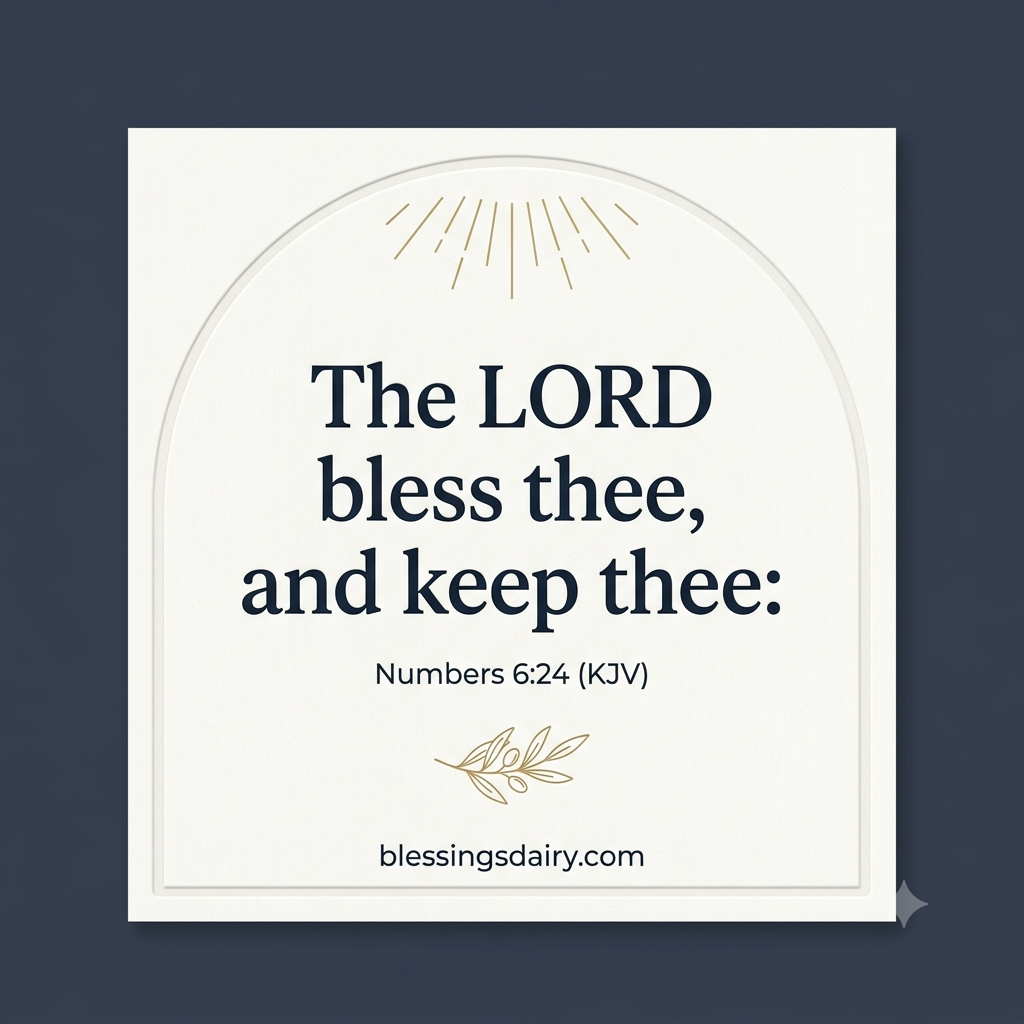 Ivory and gold keepsake design with the baby blessing verse Numbers 6:24
