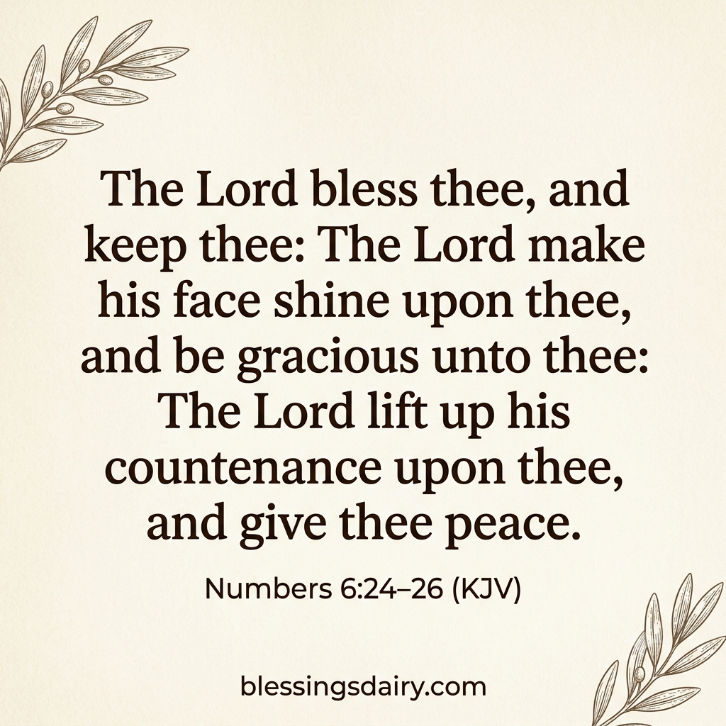 Ivory parchment design displaying the full KJV blessing in Numbers 6:24–26