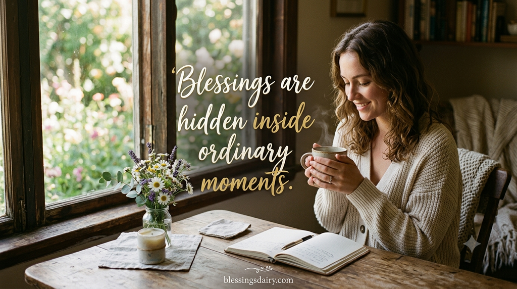 Inspirational blessing quote about finding blessings in ordinary moments