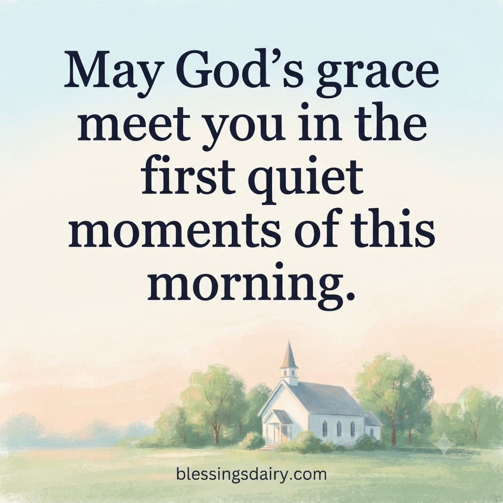 Pastel chapel at sunrise with a morning blessing for God’s grace.