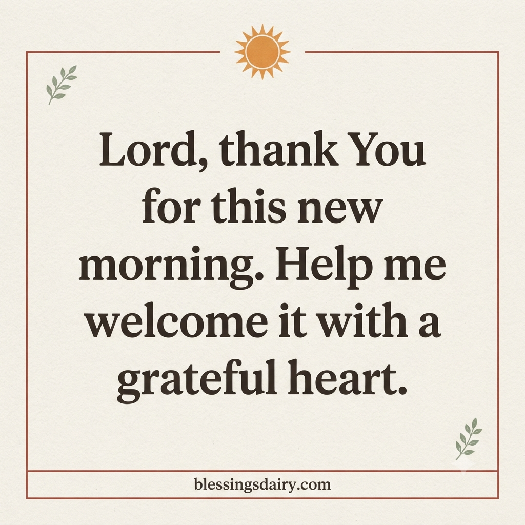 Vintage botanical stationery with a prayer of gratitude for a new morning.