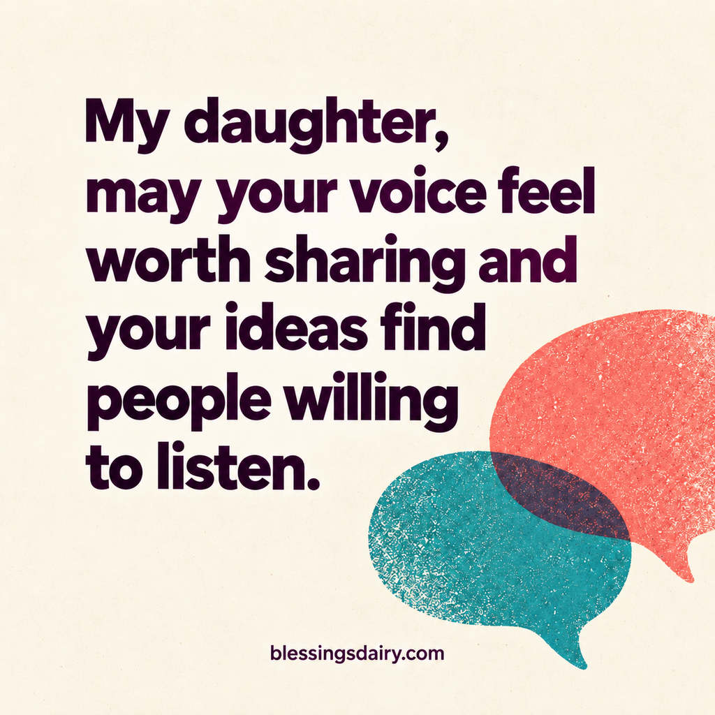 Risograph speech shapes beside a daughter blessing that her voice and ideas deserve to be heard