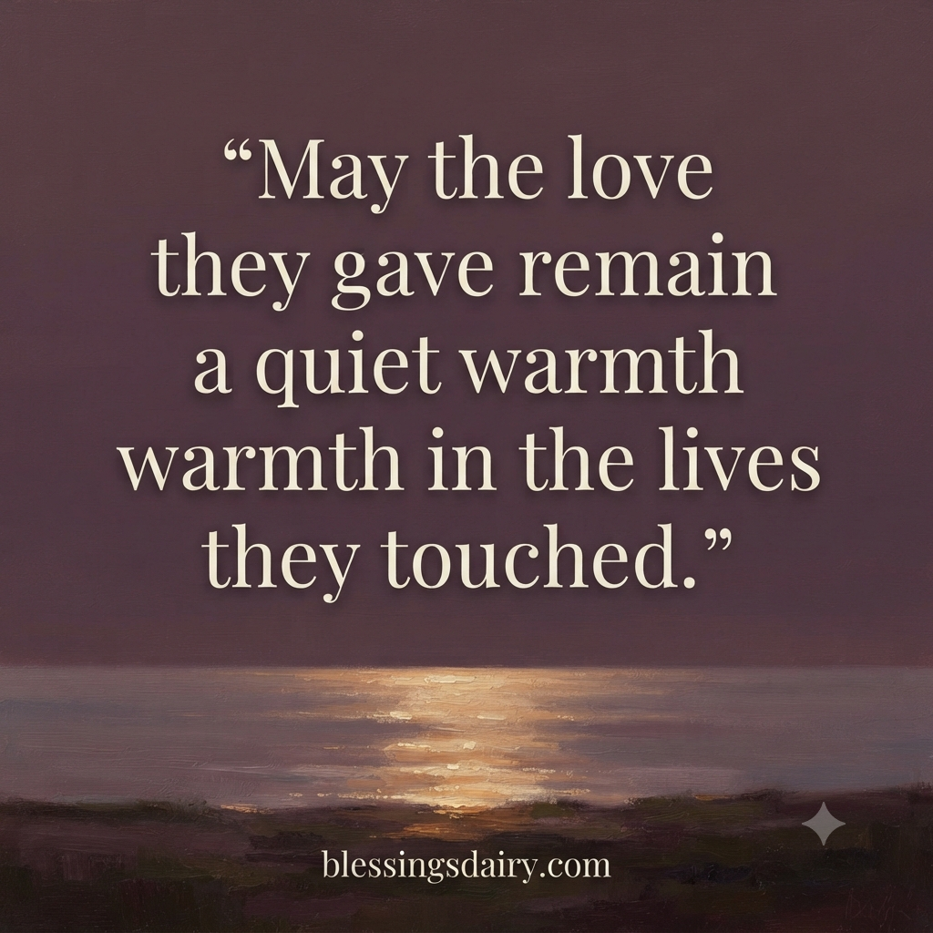  Quiet oil-painted coastal dusk with a blessing remembering the warmth of a loved one’s love.
